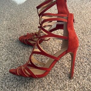 Orange Lace up style Heels - Size 8